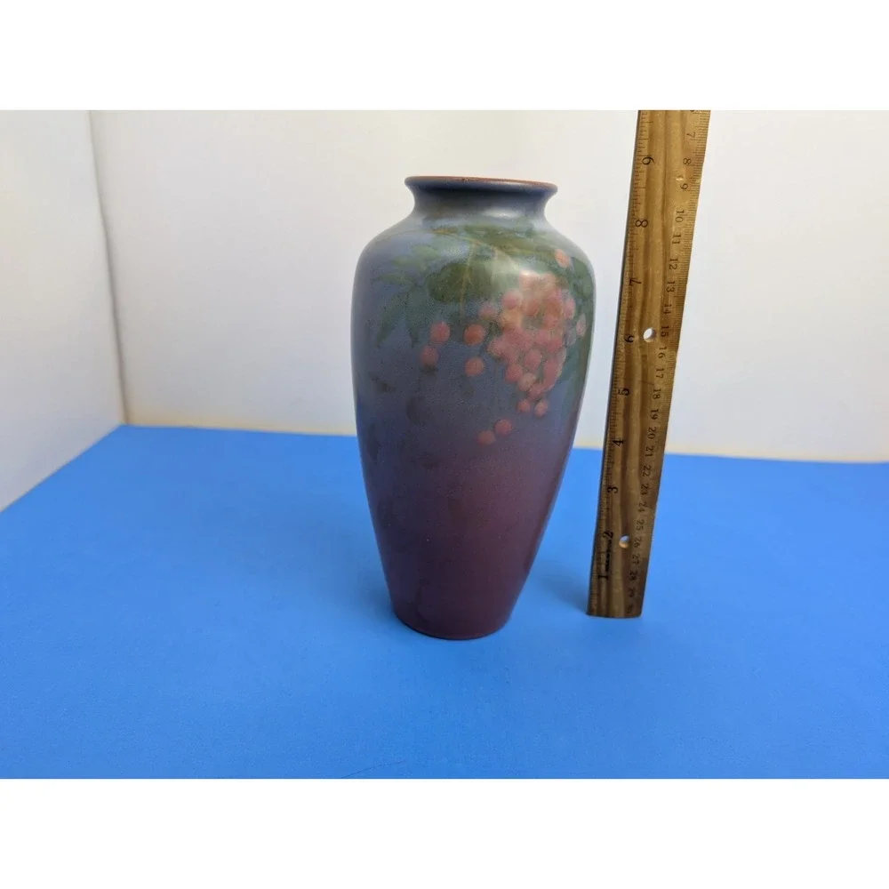 Rookwood Pottery Edward Diers Painted Cherry Branch Vellum Vase 8.75